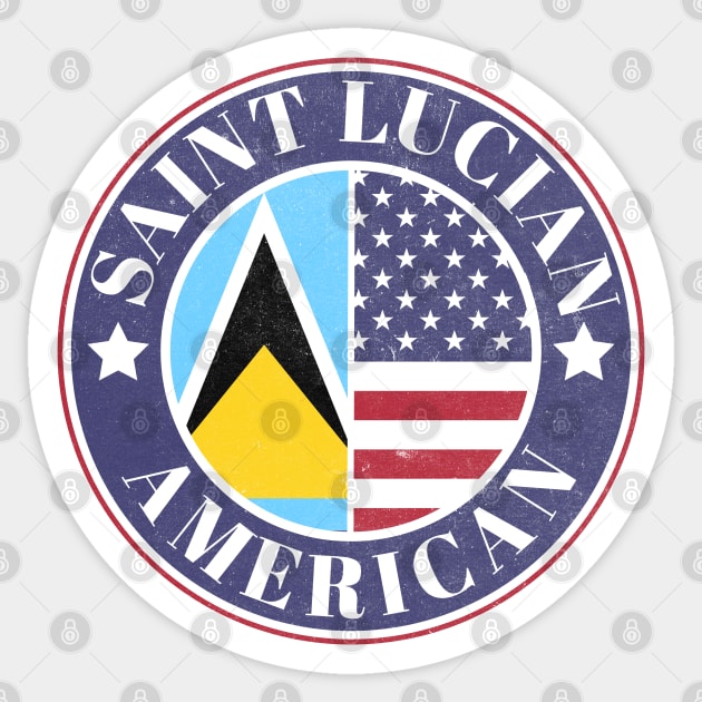 Proud Saint Lucian-American Badge - Saint Lucia Flag Sticker by Yesteeyear